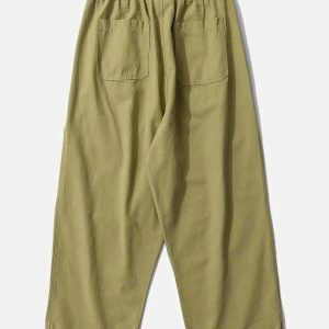 solid color casual pants sleek loose fit & urban comfort 4078