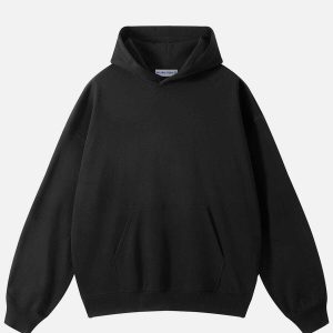 solid cotton hoodie   chic minimalist urban comfort 4128