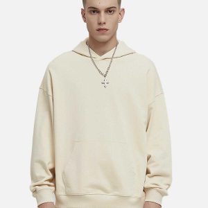 solid cotton hoodie   chic minimalist urban comfort 4611
