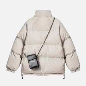 solid detachable satchel coat   chic & versatile winterwear 1497