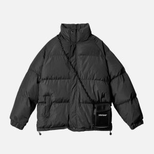 solid detachable satchel coat   chic & versatile winterwear 5883
