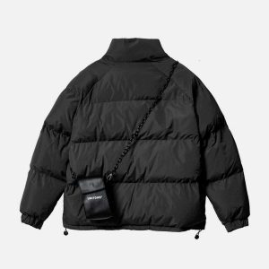 solid detachable satchel coat   chic & versatile winterwear 7382