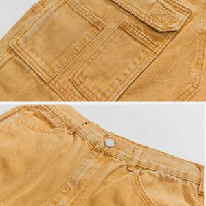 solid embroidered jeans multipocket design urban appeal 5444