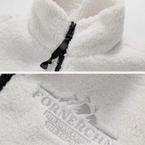 solid embroidered letters sherpa coat embroidered sherpa coat solid & chic lettering 3741
