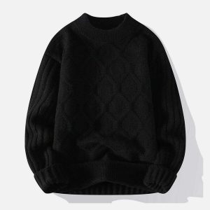 solid net jacquard sweater dynamic net pattern sweater chic jacquard design 8599