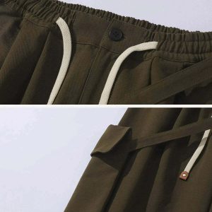 solid pocket cargo pants sleek drawstring design 6178