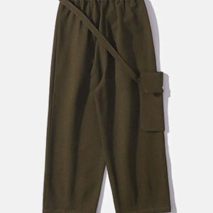 solid pocket cargo pants sleek drawstring design 6627