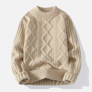 solid ribbed jacquard sweater dynamic knit design 3411
