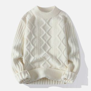 solid ribbed jacquard sweater dynamic knit design 4751