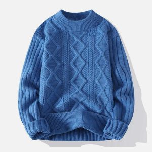solid ribbed jacquard sweater dynamic knit design 8620