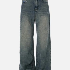 solid vintage loose jeans   edgy retro denim essential 1902
