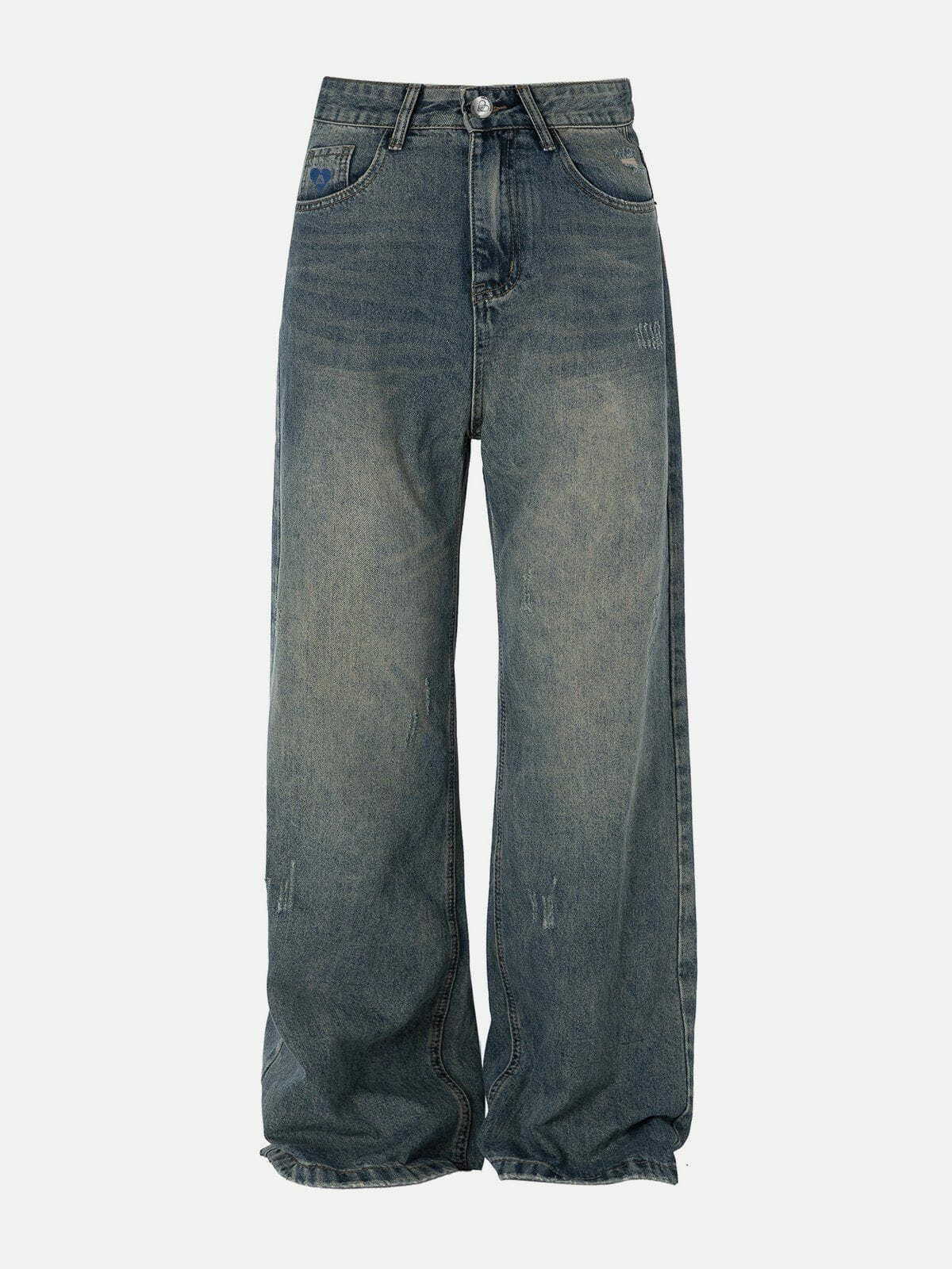 solid vintage loose jeans   edgy retro denim essential 1902
