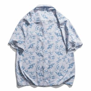 space inspired short sleeve shirt ufo & satellite chic 2159