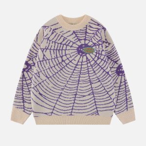 spider web knit sweater edgy & youthful streetwear staple 3478