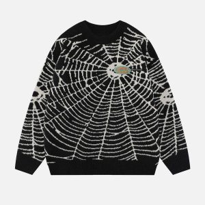 spider web knit sweater edgy & youthful streetwear staple 5068