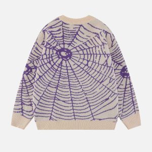 spider web knit sweater edgy & youthful streetwear staple 6741
