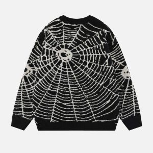 spider web knit sweater edgy & youthful streetwear staple 8173