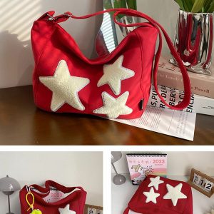 star embroidered towel shoulder bag   chic & youthful style 2496