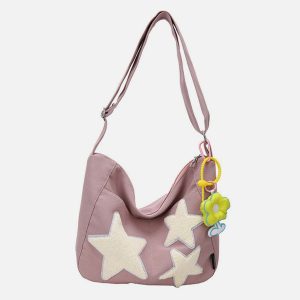 star embroidered towel shoulder bag   chic & youthful style 4754