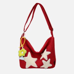 star embroidered towel shoulder bag   chic & youthful style 5492
