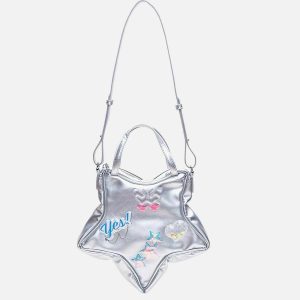 star holographic letter bag   chic & vibrant accessory 1989