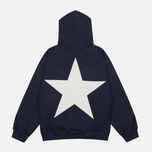 star print hoodie 'kenvibe'   youthful & dynamic urban style 7307