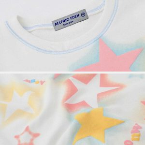 star print sweatshirt youthful & trendy urban appeal 3633
