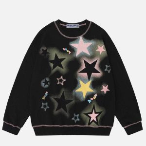 star print sweatshirt youthful & trendy urban appeal 4391