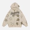 star print zipper hoodie   youthful & trendy urban wear 3251