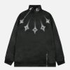 star rivet zip sweatshirt   edgy multi pocket design 8699