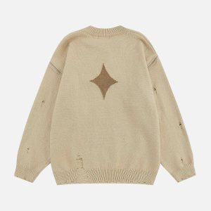star zip hole sweater dynamic zip detail sweater with edgy holes 4169