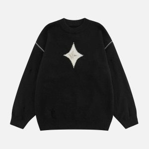 star zip hole sweater dynamic zip detail sweater with edgy holes 5033