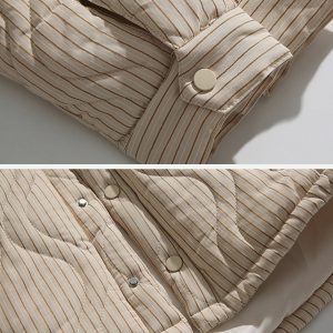 striped badge winter coat iconic & warm streetwear 4841