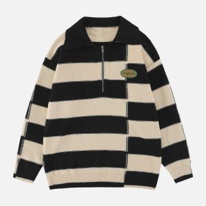 striped halfzip sweater dynamic & youthful streetwear 8927