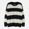 striped jacquard sweater with ripped detail   urban chic 8138