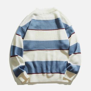 striped stitching knit sweater youthful & dynamic style 7450