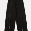 suede zip pants   sleek design & youthful street vibe 3350