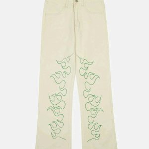 sun embroidered jeans with textured pattern youthful & chic 7335