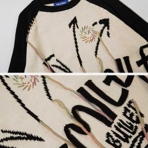 tassel applique embroidery sweater retro chic 8417