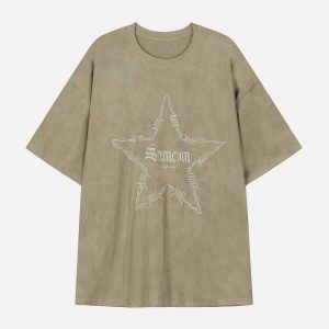 thorny star embroidered tee dynamic & youthful design 8070