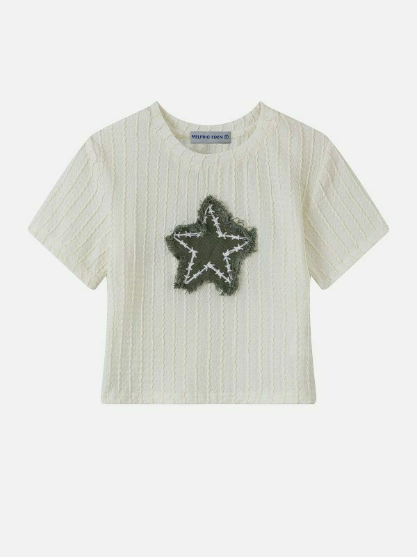 thorny star embroidered tee edgy streetwear 4554