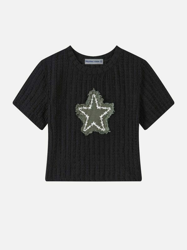 thorny star embroidered tee edgy streetwear 4886