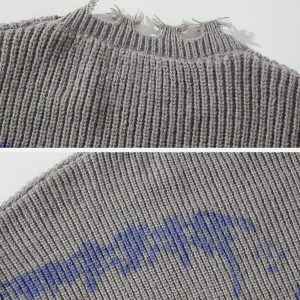 tie dye ripped hole knit sweater edgy & vibrant streetwear 2574