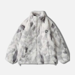 tiedye heart sherpa coat youthful & cozy streetwear 7237