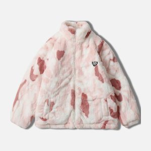 tiedye heart sherpa coat youthful & cozy streetwear 7896