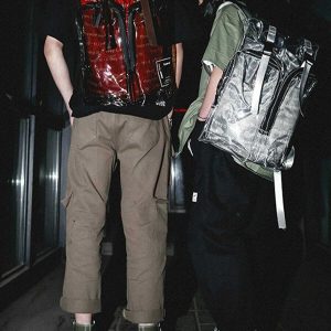 transparent pvc backpack with reflective detail youthful chic 8540