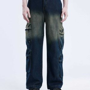 trendy gradient jeans multi pocket & straight leg fit 1177