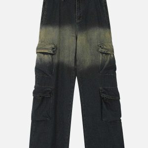 trendy gradient jeans multi pocket & straight leg fit 2921