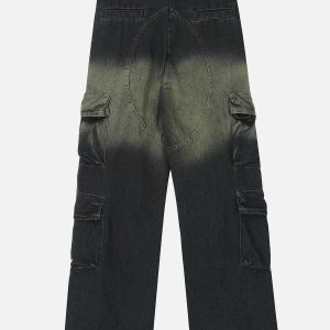 trendy gradient jeans multi pocket & straight leg fit 6521