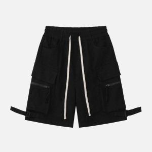 trendy multi pocket cargo shorts with sleek drawstring 6906